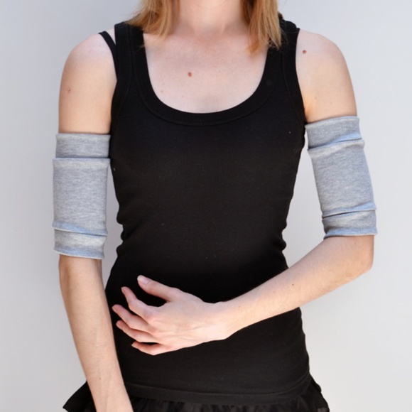 Handmade Gray Arm Bands Cotton Bicep Cuffs Athletic Womens Small Festival Wallet - Picture 6 of 6